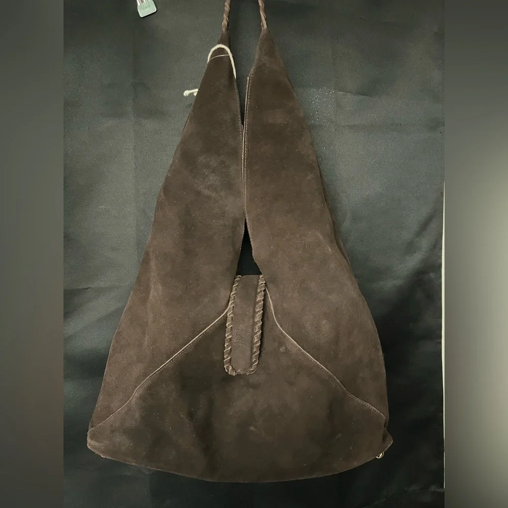 Brown Suede Haute Hippie Triangle Sling Bag NWT